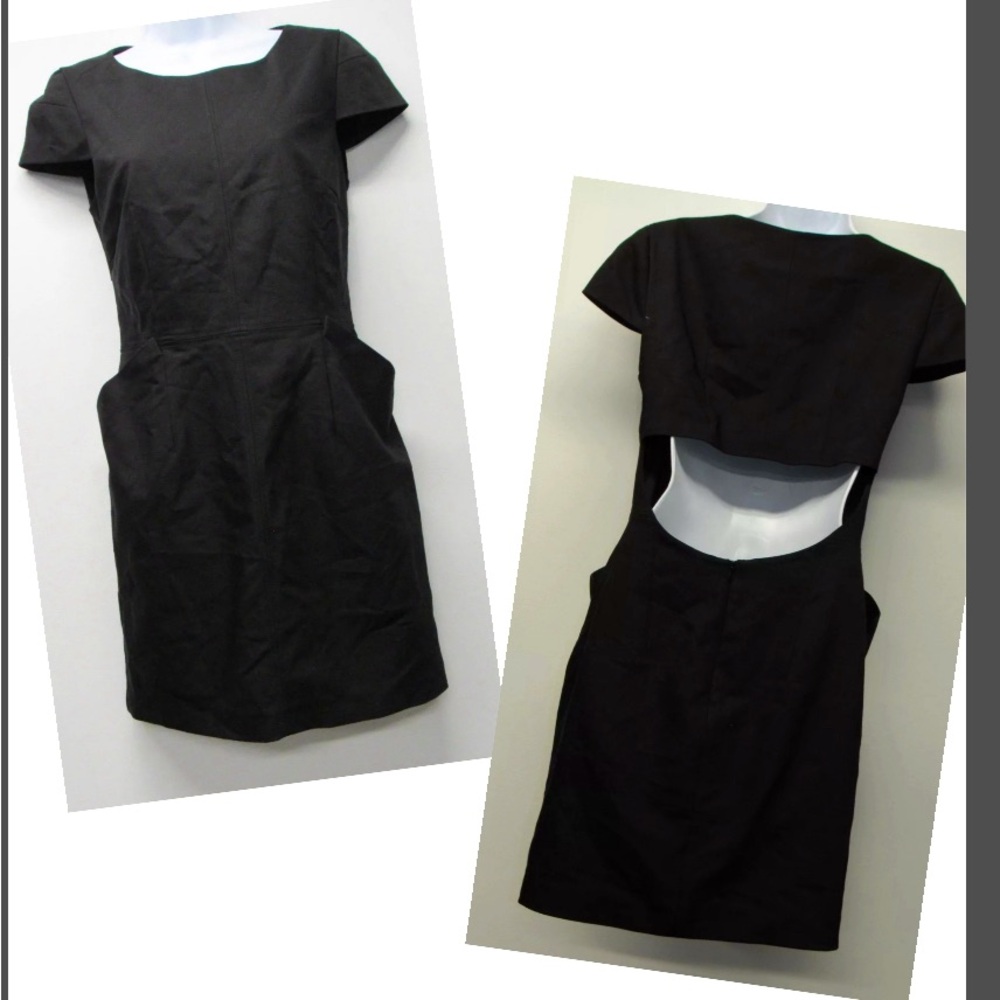 H&M Fashion Star Back Cutout Black Dress sz US 6  New with Tags Career Workwear